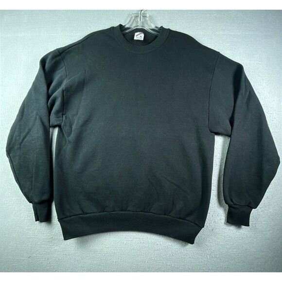 Vintage Jerzees Sweater Black Sweatshirt Blank 50/50 Blend USA Men's XL NOS - Picture 1 of 8